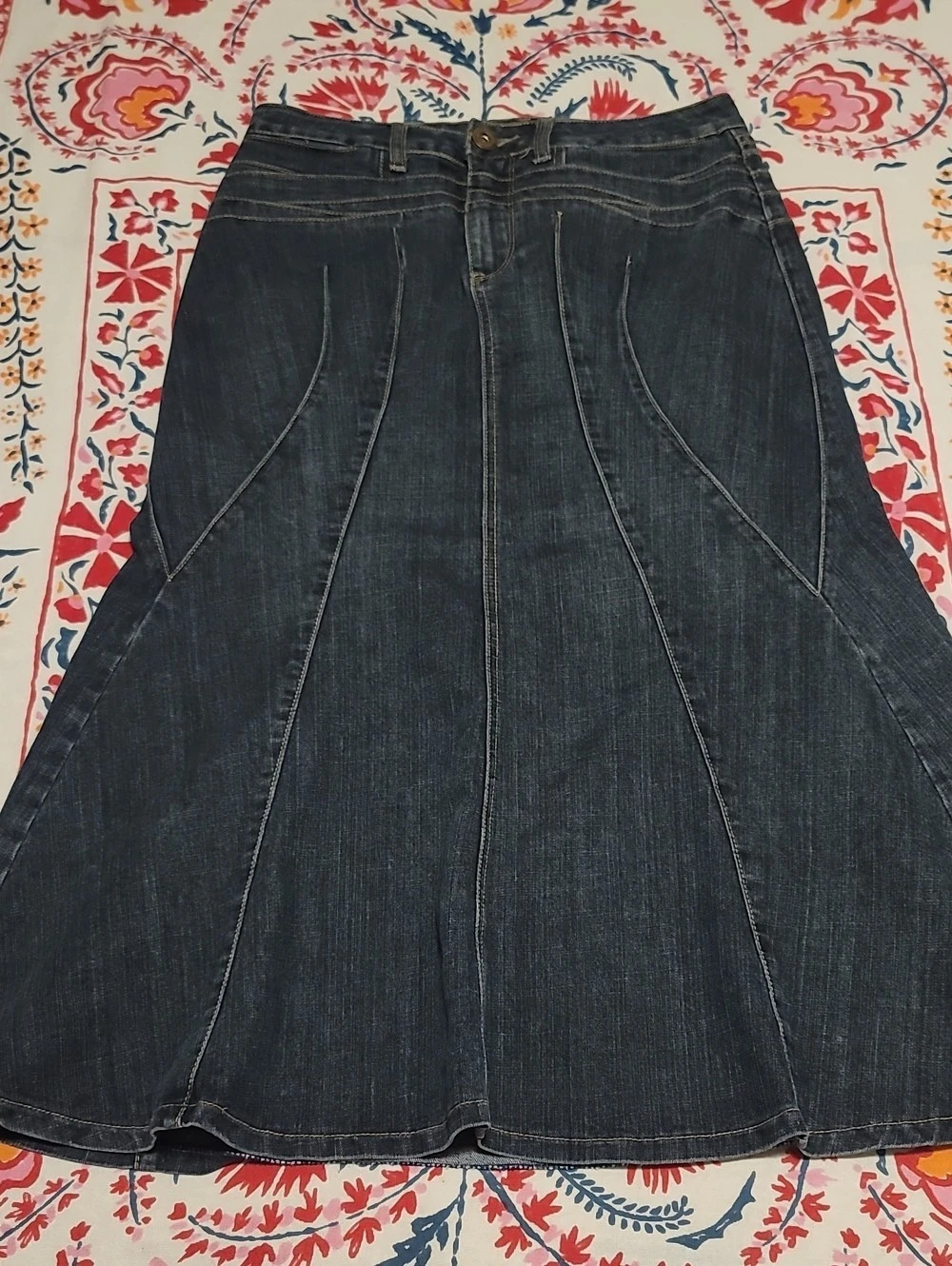 VTG Baccini Womens 90s Y2K Maxi Trumpet Flare Core Staple Denim Jean Skirt